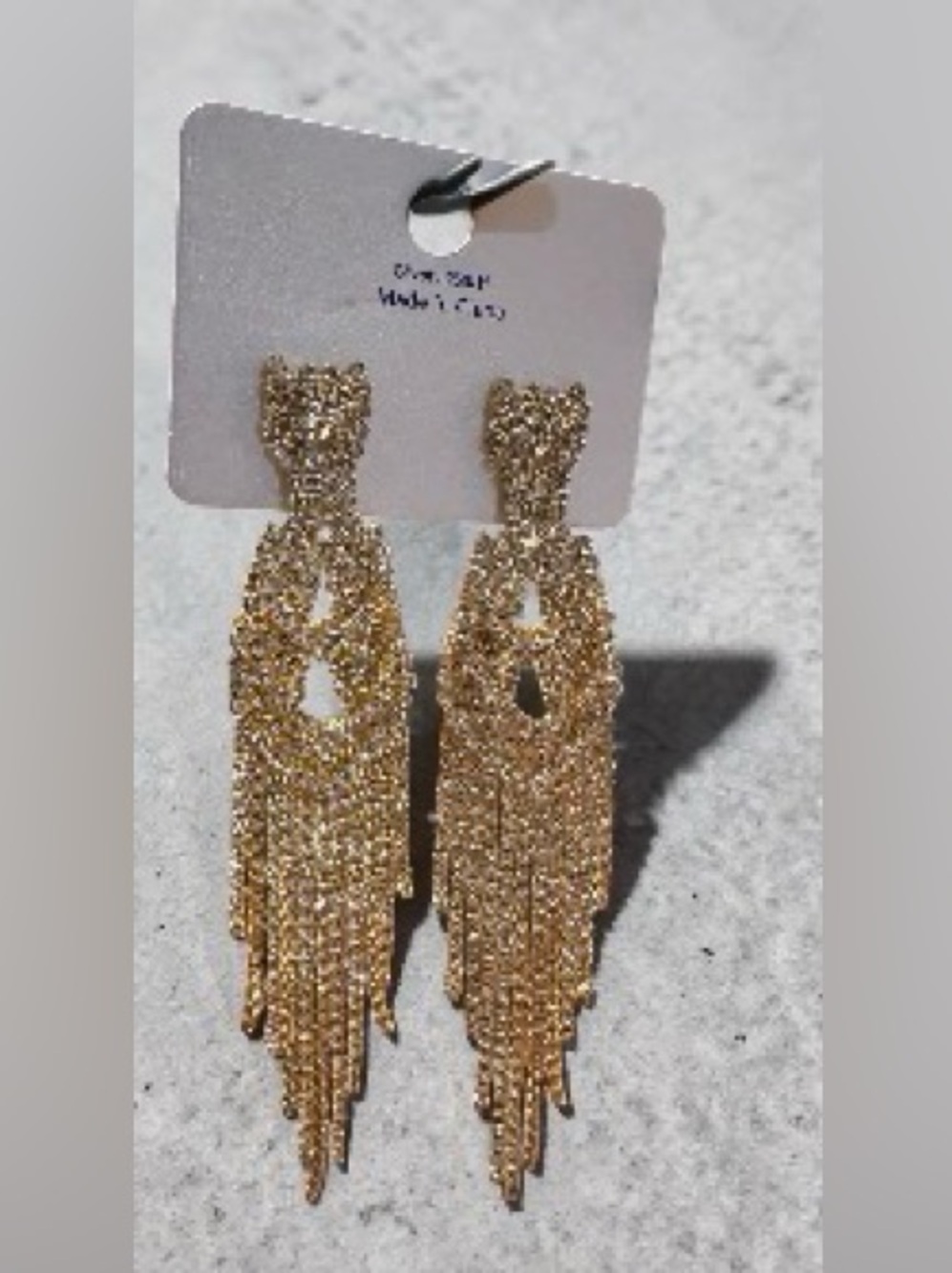 Gold Beaded Fringe Statement Earrings - Elegant Drop Design - Picture 2 of 5